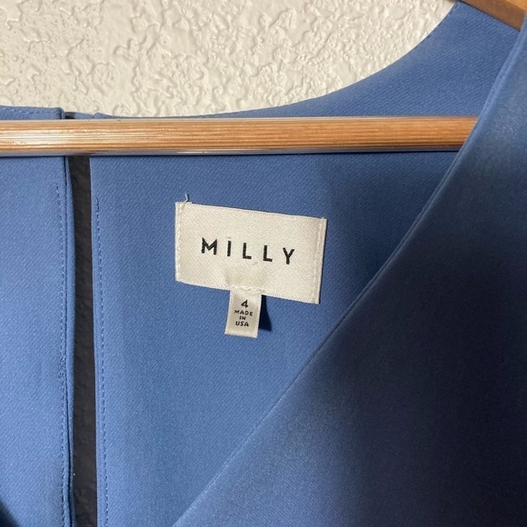 MILLY Nicole shift flared sleeves V neck size 4 dusty blue - Picture 4 of 13